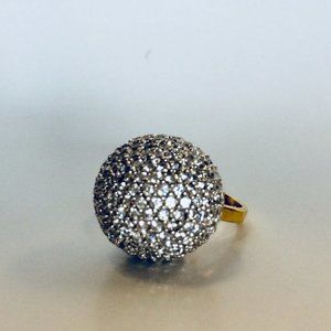 Rhodium Silver CZ Ball Gold Plated Ring